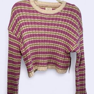 Billabong Pink Striped Long Sleeve Knitted Sweater Girls Size Medium